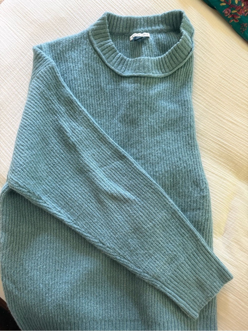 American Eagle Outfitters Light Teal Crewneck Sweater